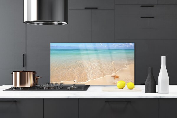 Panou sticla bucatarie Sea Beach Peisaj Starfish Albastru Maro
