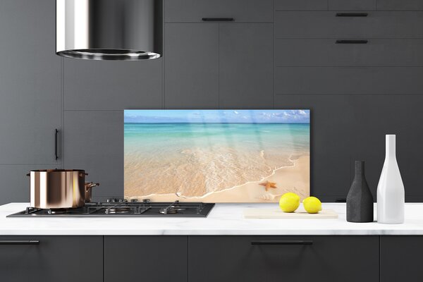 Panou sticla bucatarie Sea Beach Peisaj Starfish Albastru Maro