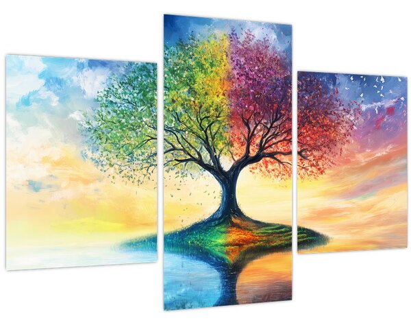 Tablou – Arbore pictat al anotimpurilor (90x60 cm)