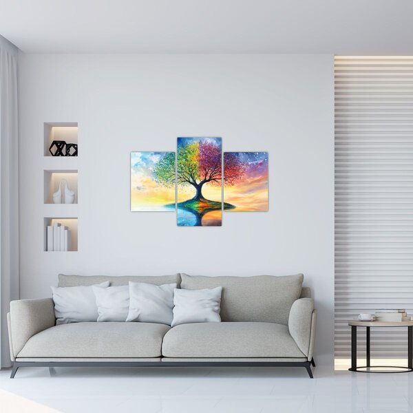 Tablou – Arbore pictat al anotimpurilor (90x60 cm)