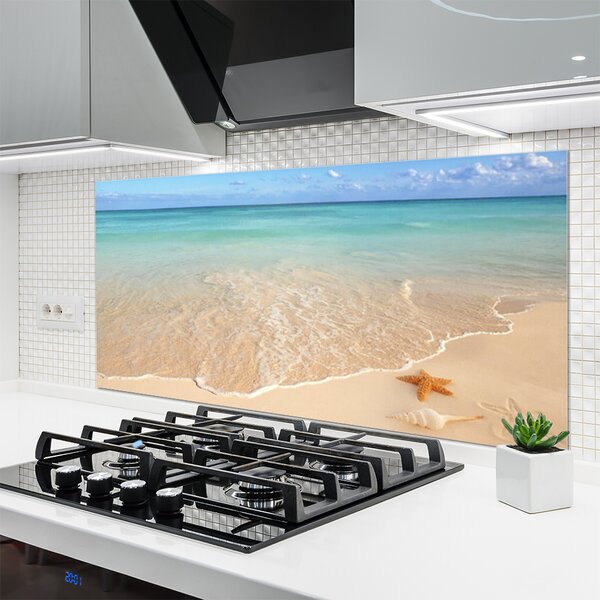 Panou sticla bucatarie Sea Beach Peisaj Starfish Albastru Maro