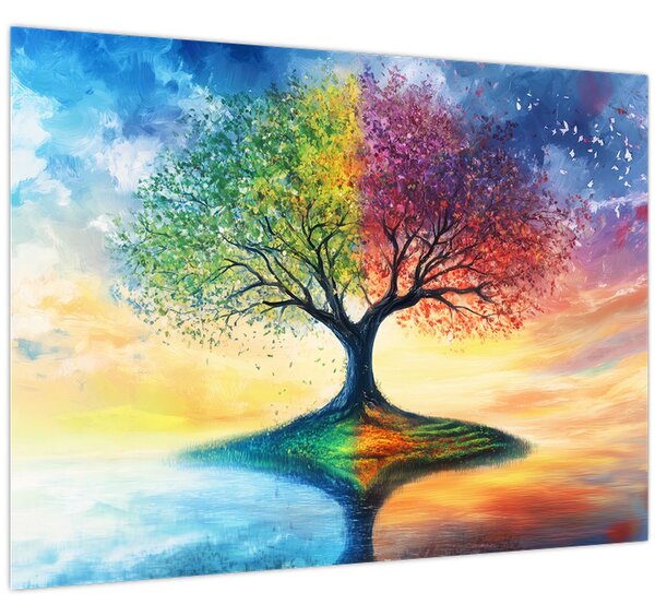 Tablou – Arbore pictat al anotimpurilor (70x50 cm)