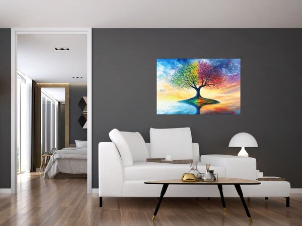 Tablou – Arbore pictat al anotimpurilor (90x60 cm)