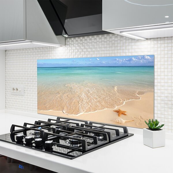 Panou sticla bucatarie Sea Beach Peisaj Starfish Albastru Maro