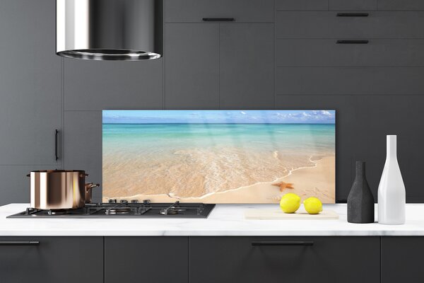 Panou sticla bucatarie Sea Beach Peisaj Starfish Albastru Maro