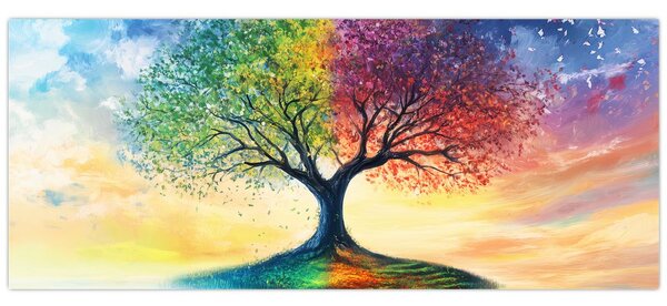 Tablou – Arbore pictat al anotimpurilor (120x50 cm)
