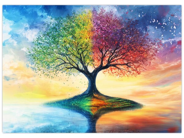 Tablou – Arbore pictat al anotimpurilor (70x50 cm)