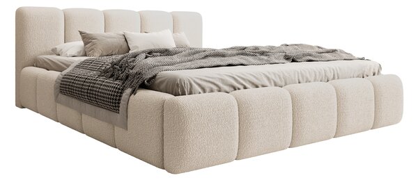Pat tapițat Tesia 180x200 cu ladă depozitare - boucle bej Quelle 03