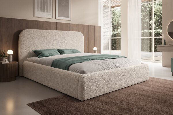 Pat tapițat Rasel 160x200 cu ladă depozitare - bukla bej Quelle 03