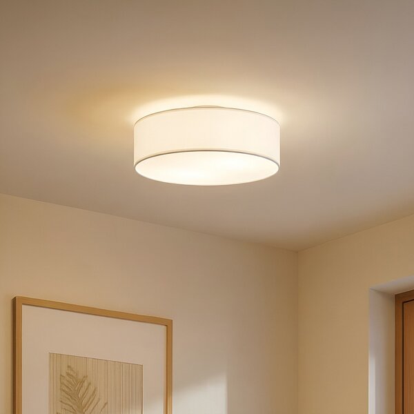 Lindby Plafonieră Sebatin, Ø 40 cm, crem, țesătură, E27, reglabil, Bej, dormitor, Țesătură / Textil, Modern