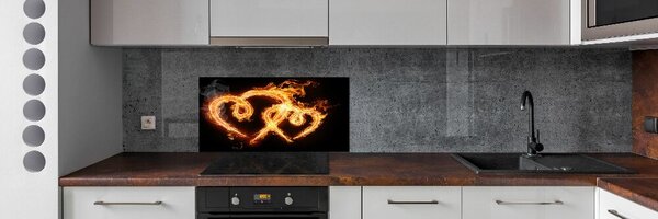 Panou sticlă bucătărie inima de foc