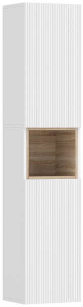 HOMCOM Mobilier de Baie cu 2 Uși, Rafturi Reglabile și Spațiu Deschis, Lemn, 30x24x140 cm, Alb | Aosom Romania