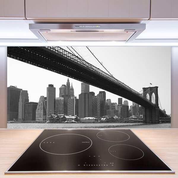 Panou sticla bucatarie Bridge City Arhitectura Gri Negru