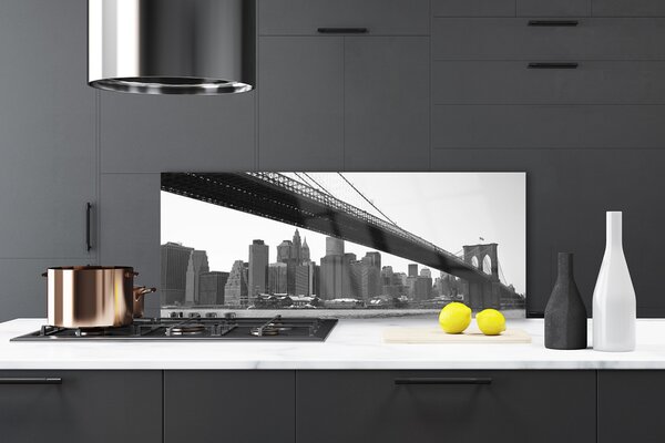 Panou sticla bucatarie Bridge City Arhitectura Gri Negru