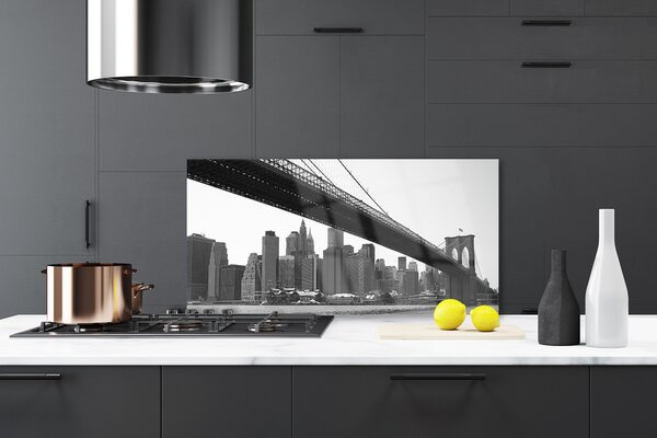Panou sticla bucatarie Bridge City Arhitectura Gri Negru