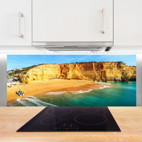 Panou sticla bucatarie Bay Peisaj Maro Albastru Galben