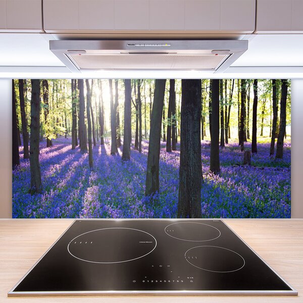 Panou sticla bucatarie Pădure Natura Brown Violet