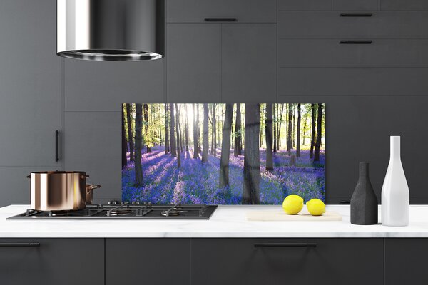 Panou sticla bucatarie Pădure Natura Brown Violet