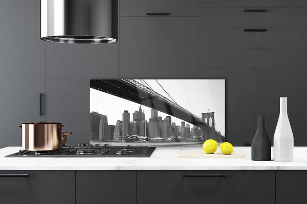 Panou sticla bucatarie Bridge City Arhitectura Gri Negru