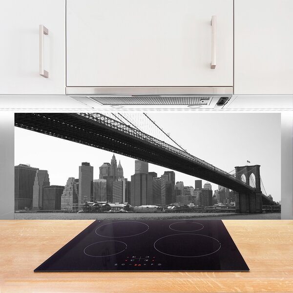 Panou sticla bucatarie Bridge City Arhitectura Gri Negru