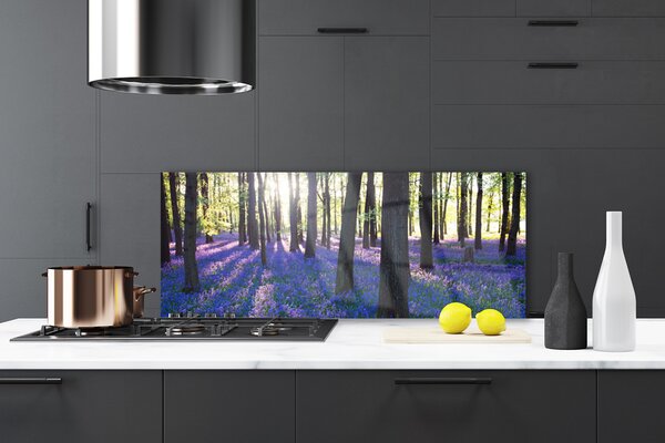 Panou sticla bucatarie Pădure Natura Brown Violet