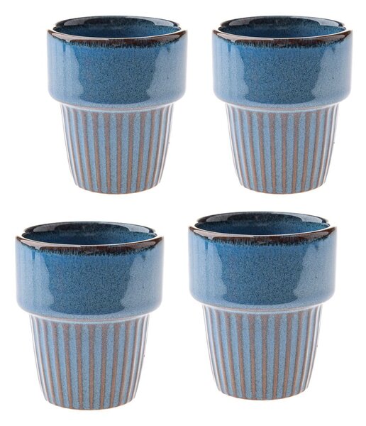 Cești albastre 4 buc. pentru espresso din gresie 100 ml Tone – Dakls