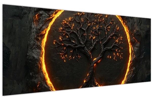 Tablou – Arborele vieții în lavă II. (120x50 cm)