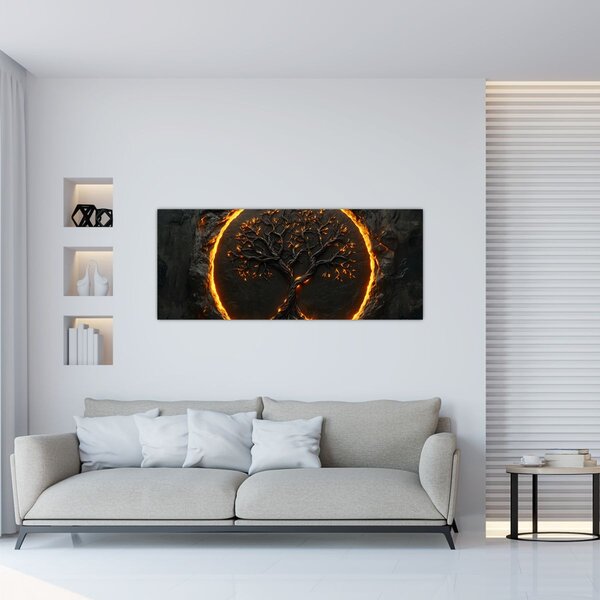 Tablou – Arborele vieții în lavă II. (120x50 cm)