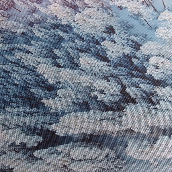Tablou cu copaci înzăpeziți (cu ceas) (90x30 cm)