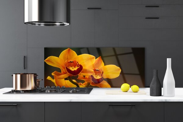Panou sticla bucatarie Flori Floral Galben