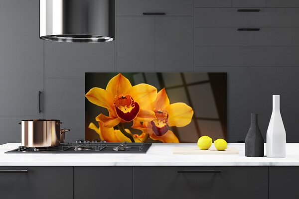 Panou sticla bucatarie Flori Floral Galben