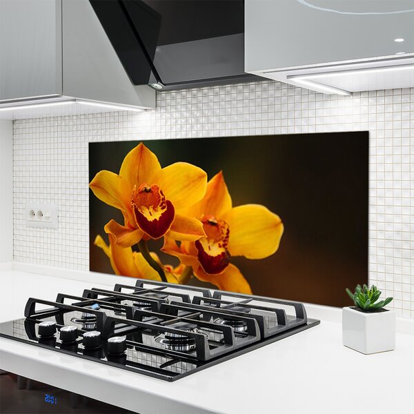 Panou sticla bucatarie Flori Floral Galben