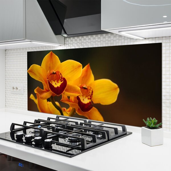 Panou sticla bucatarie Flori Floral Galben