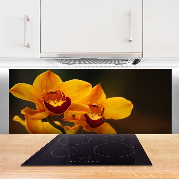 Panou sticla bucatarie Flori Floral Galben