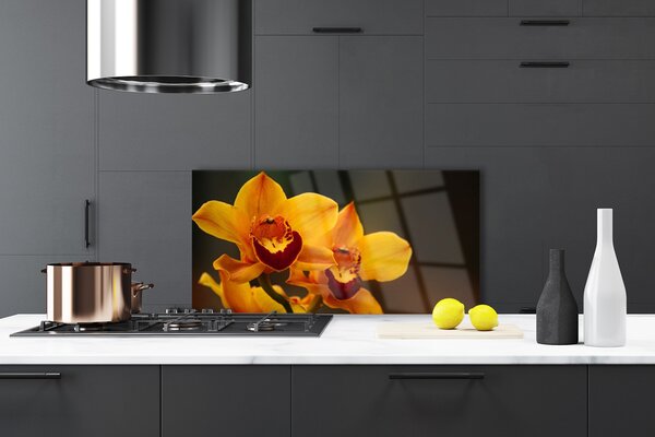 Panou sticla bucatarie Flori Floral Galben