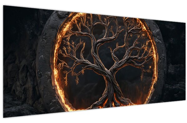 Tablou – Arborele vieții în lavă I. (120x50 cm)