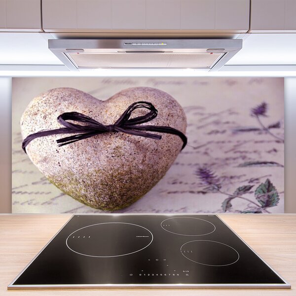 Panou sticla bucatarie Heart Art Gray aur