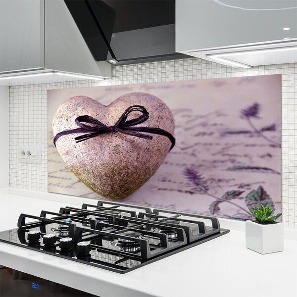 Panou sticla bucatarie Heart Art Gray aur