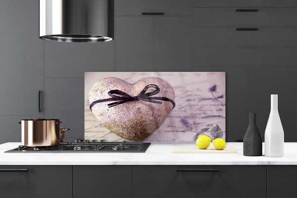 Panou sticla bucatarie Heart Art Gray aur