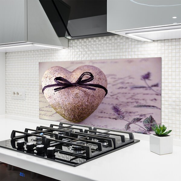 Panou sticla bucatarie Heart Art Gray aur