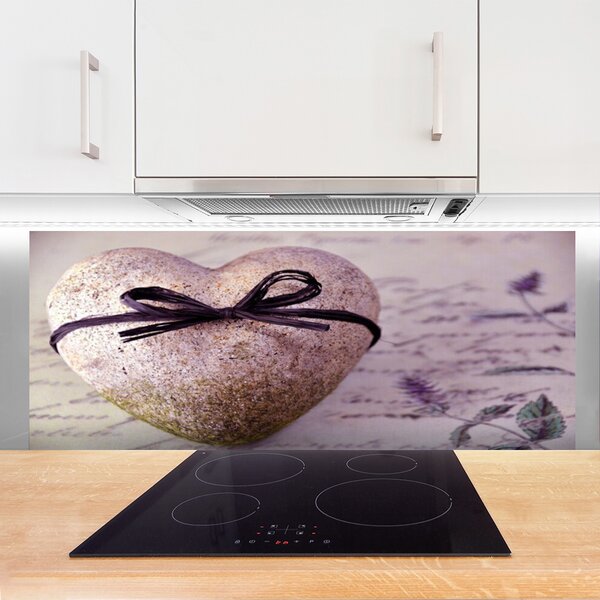 Panou sticla bucatarie Heart Art Gray aur