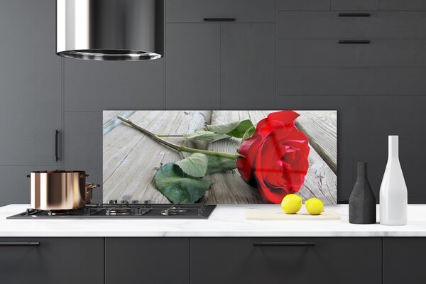 Panou sticla bucatarie Rose Floral Roșu Verde