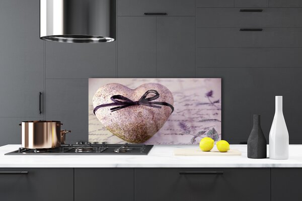 Panou sticla bucatarie Heart Art Gray aur
