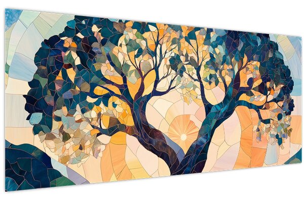 Tablou – Mozaic – soare și arbore II. (120x50 cm)