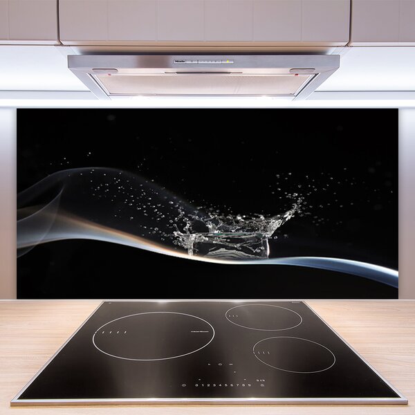 Panou sticla bucatarie Abstract Art Alb Negru