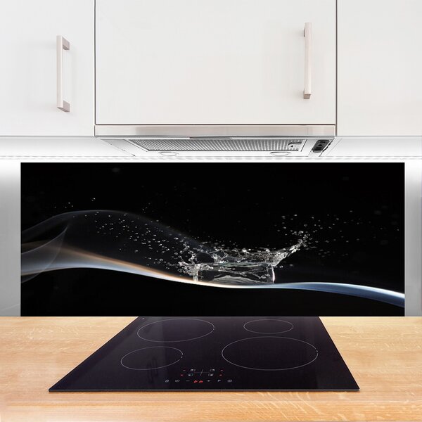 Panou sticla bucatarie Abstract Art Alb Negru