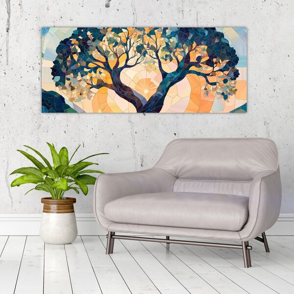 Tablou – Mozaic – soare și arbore II. (120x50 cm)