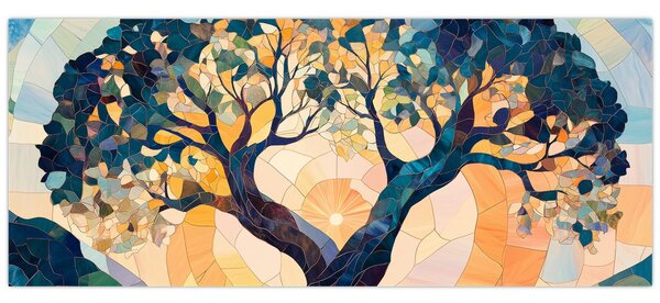 Tablou – Mozaic – soare și arbore II. (120x50 cm)