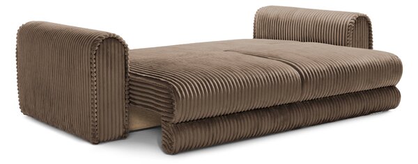 Canapea Extensibilă 3 locuri FELLINI, cu ladă depozitare, 243x108x90 cm, Bej-Tilia