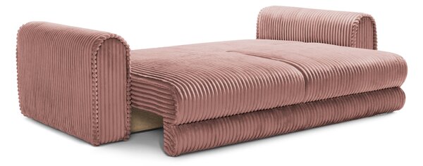 Canapea Extensibilă 3 locuri FELLINI, cu ladă depozitare, 243x108x90 cm, Roz-Tilia